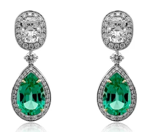 Stunning Diamond  Earrings 3.26 cts TW Emerald Pan Cution 5.51 cts