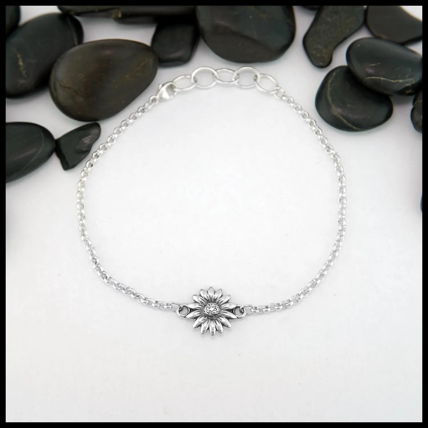 Sunflower Chain Bracelet in Sterling Silver