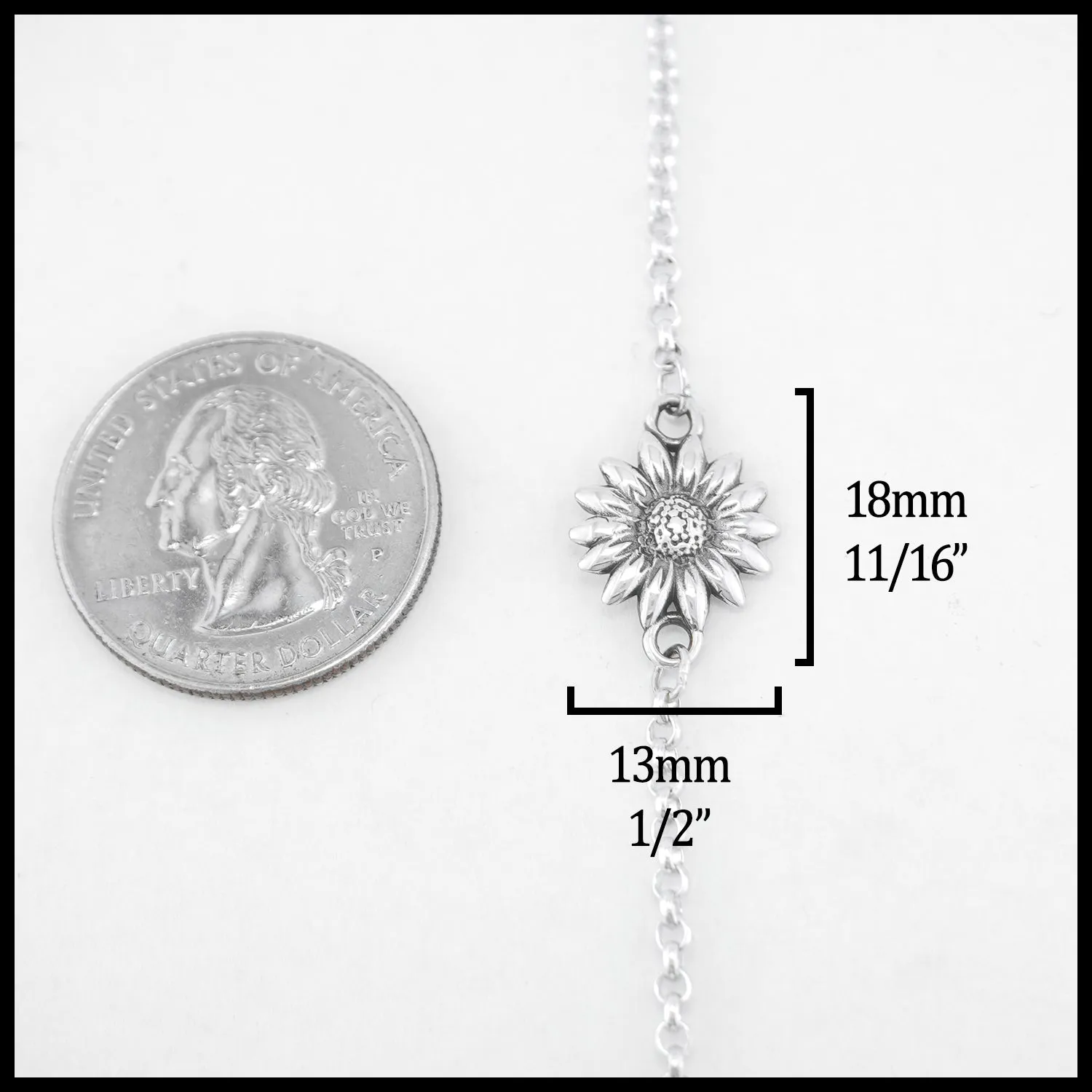 Sunflower Chain Bracelet in Sterling Silver