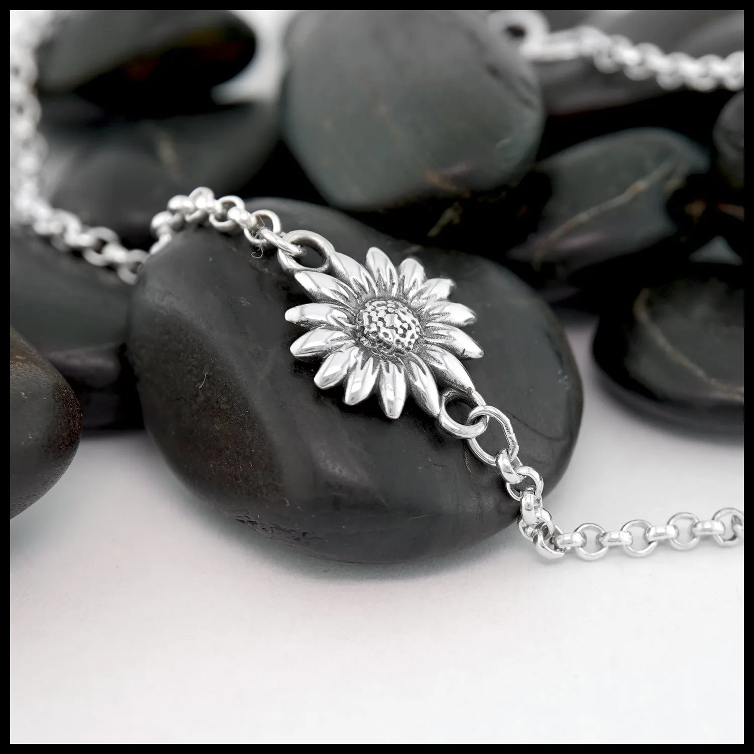 Sunflower Chain Bracelet in Sterling Silver