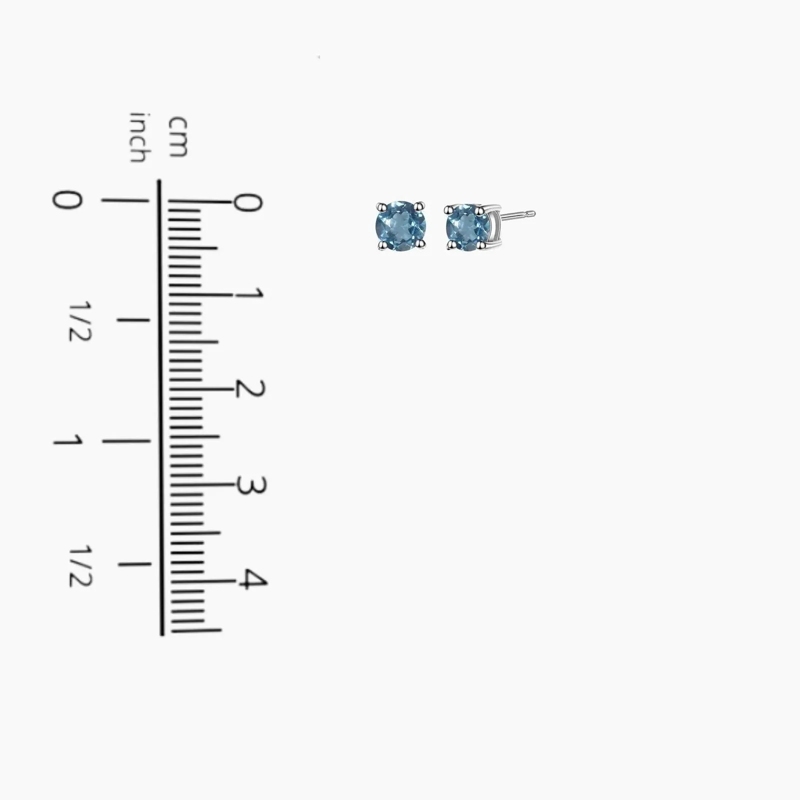 Swiss Blue Topaz Round Shape Stud Earrings in Sterling Silver - Irosk Australia ®