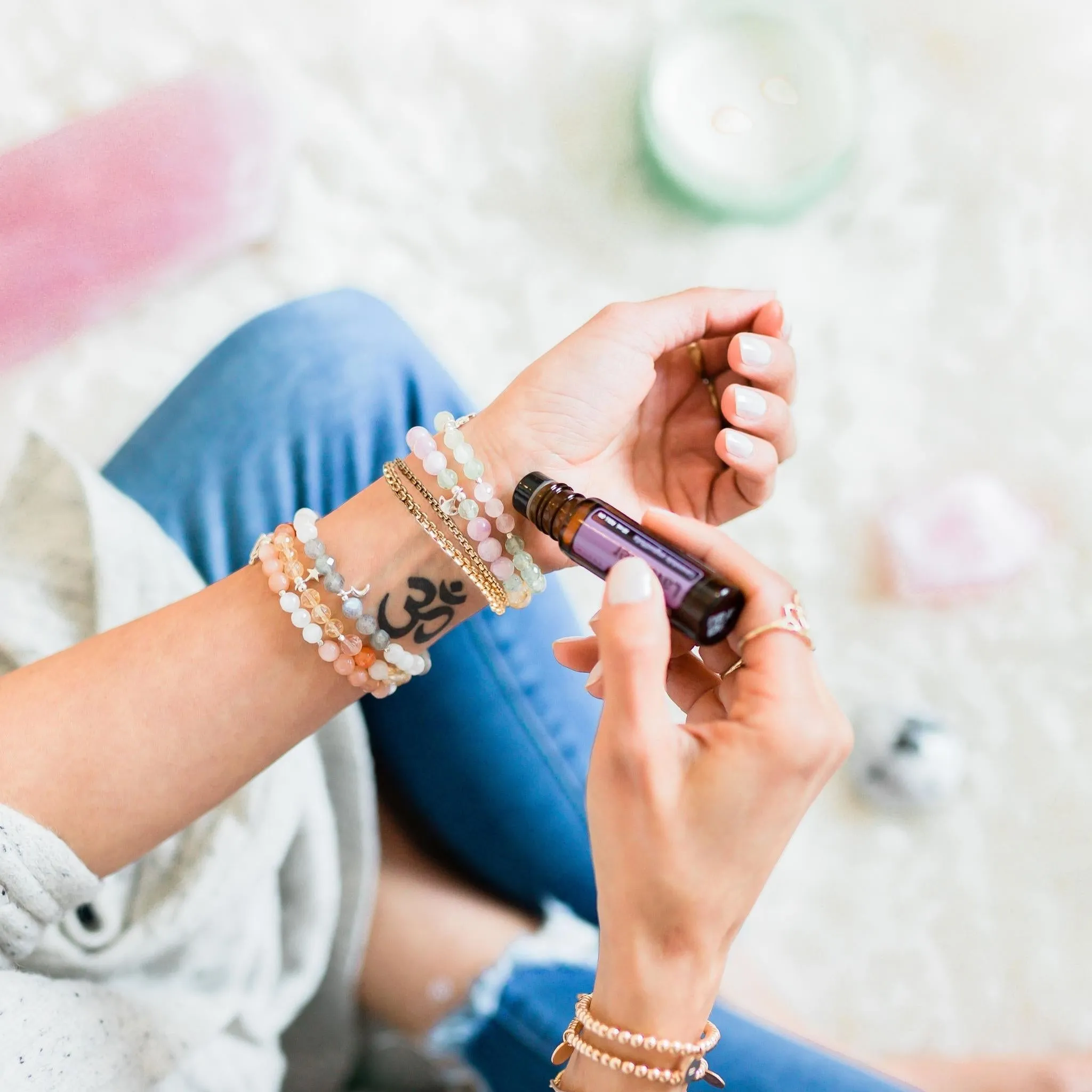 Tiny Crescent Moon Bracelet | Moonstone, Labradorite