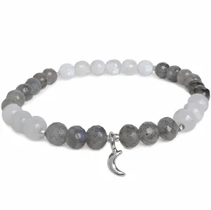 Tiny Crescent Moon Bracelet | Moonstone, Labradorite