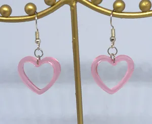 Translucent Pink Heart Earrings