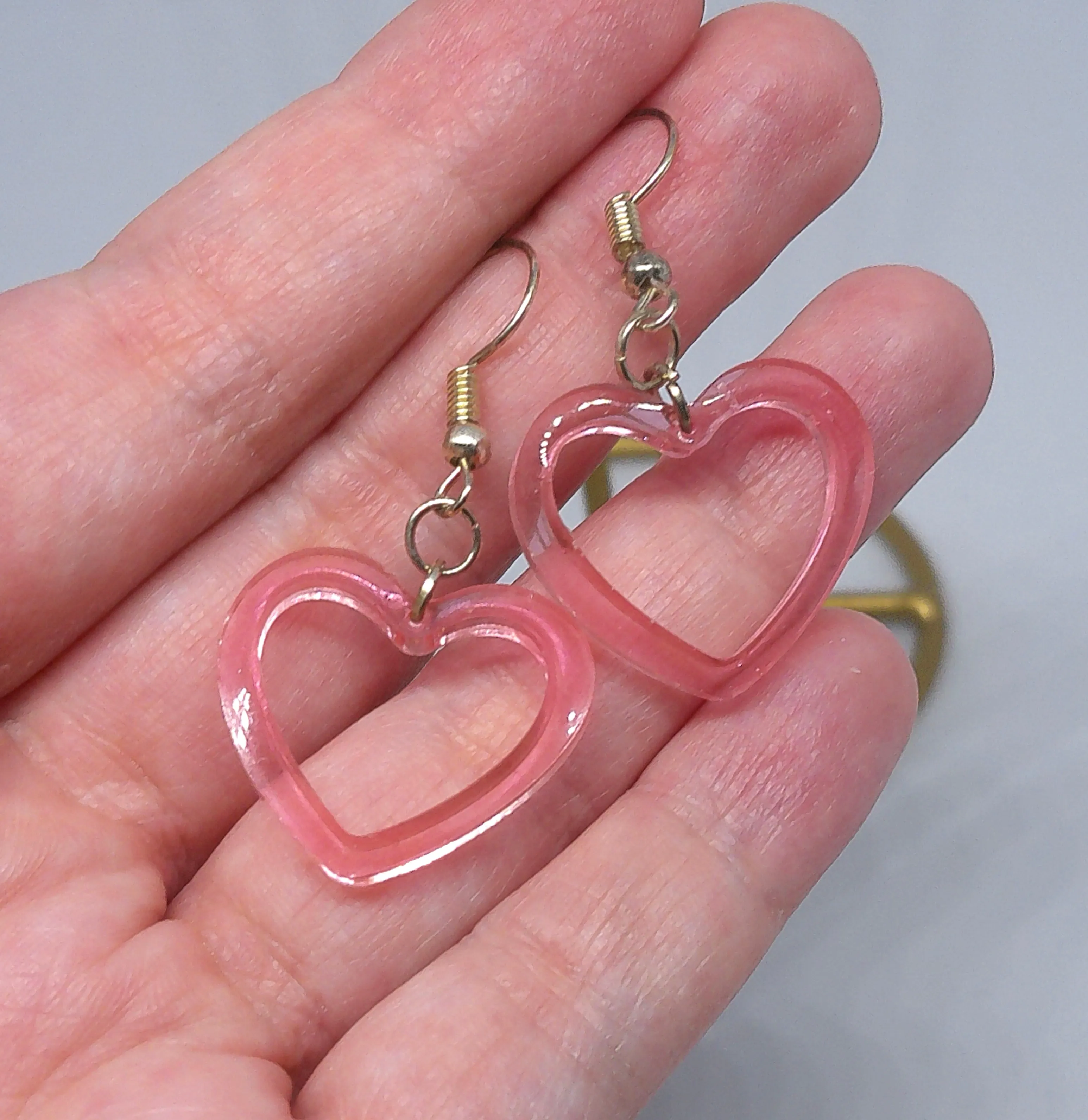 Translucent Pink Heart Earrings