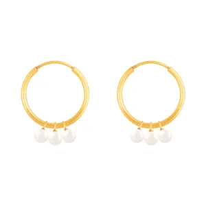Trio Pearls Hoop Earrings