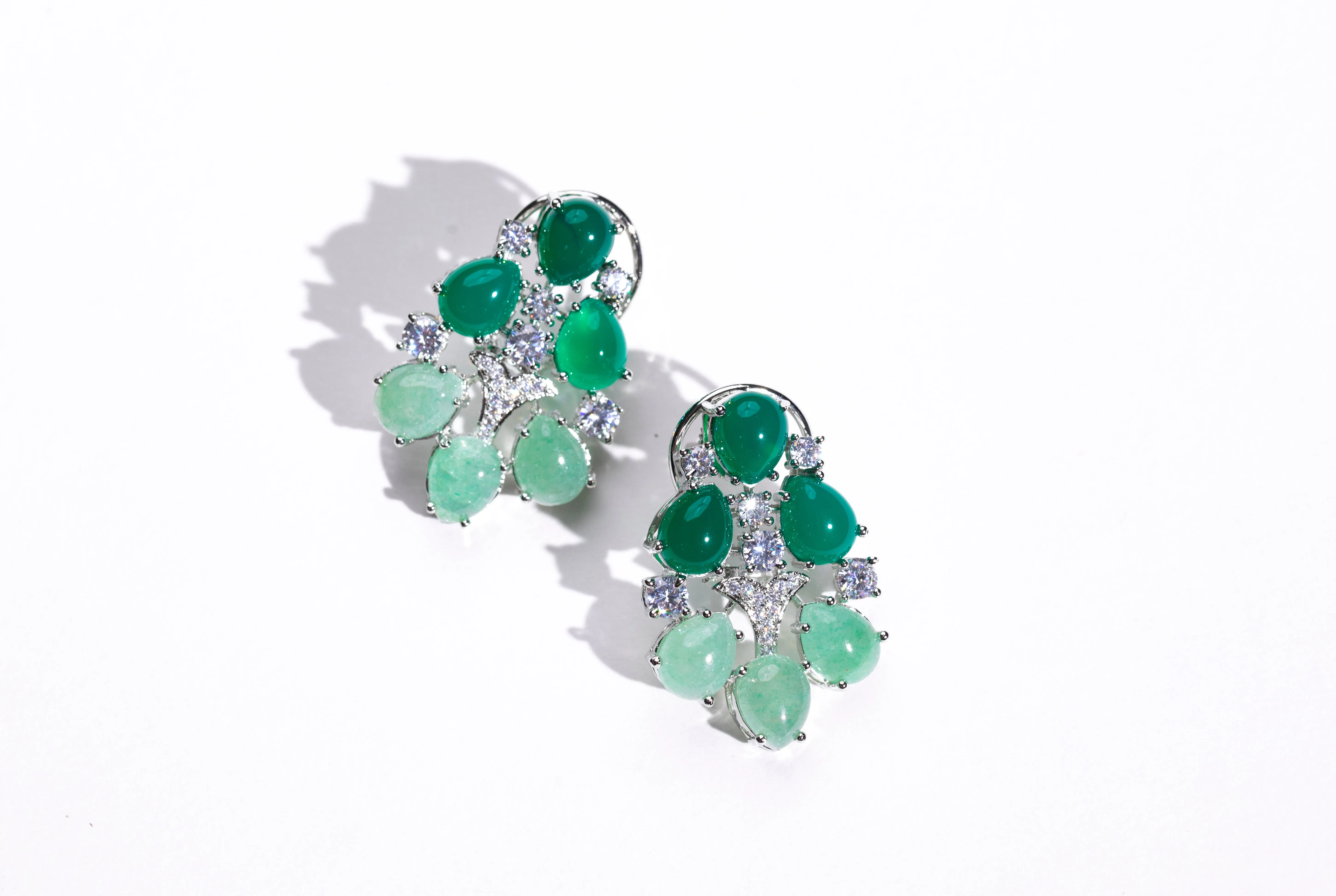 Unique Dual Tone Green Emerald Earrings with Swarovski | Buy Designer Jewelry Online