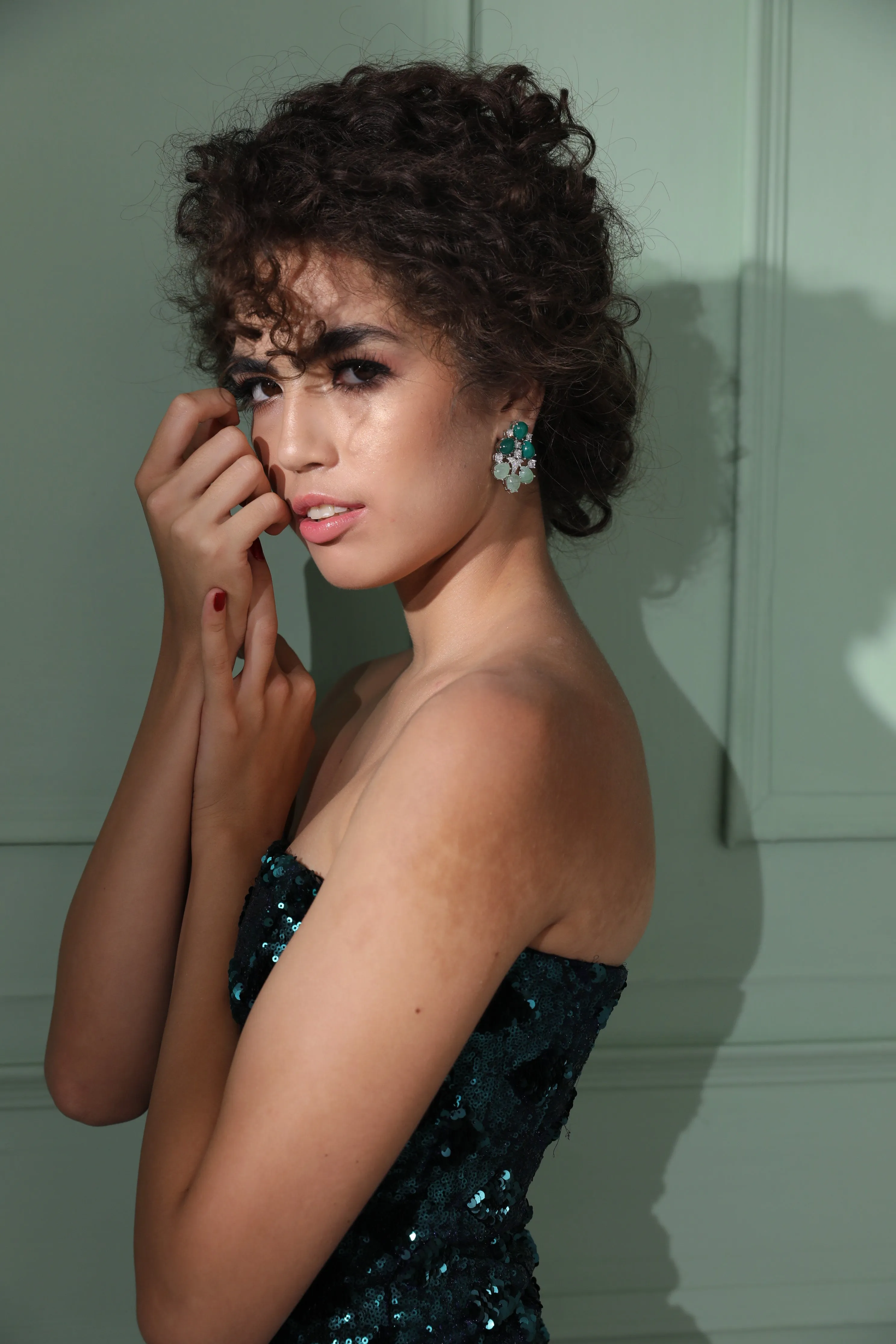 Unique Dual Tone Green Emerald Earrings with Swarovski | Buy Designer Jewelry Online