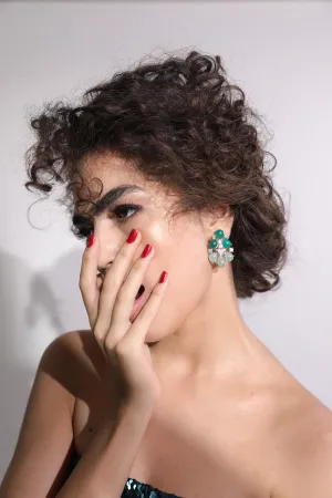 Unique Dual Tone Green Emerald Earrings with Swarovski | Buy Designer Jewelry Online