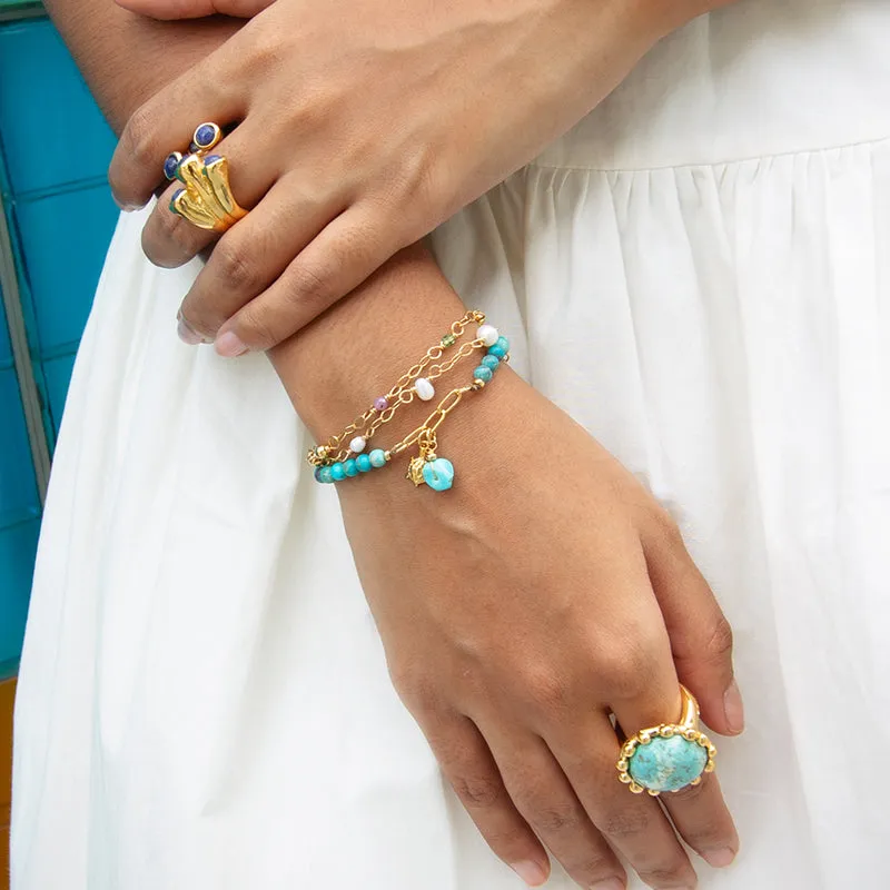 Velatti Multi Baby Pearls or Gems Link Bracelet