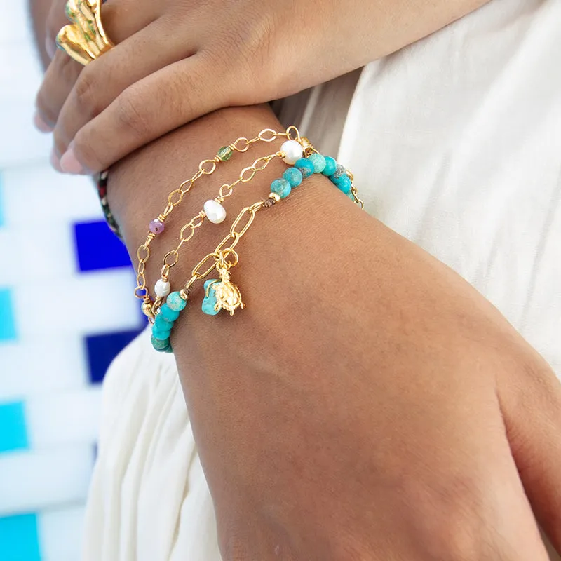 Velatti Multi Baby Pearls or Gems Link Bracelet