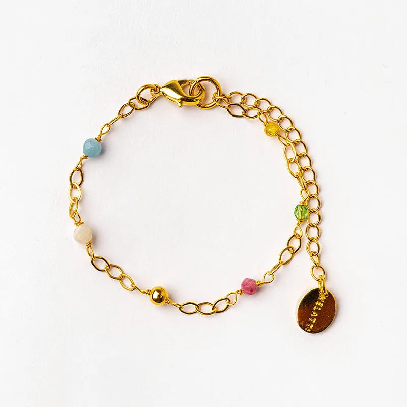Velatti Multi Baby Pearls or Gems Link Bracelet