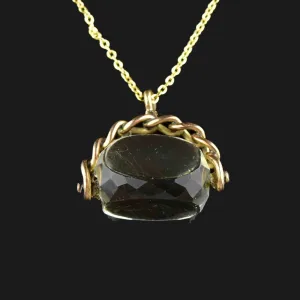 Victorian Gold Champagne Citrine Spinner Fob Necklace