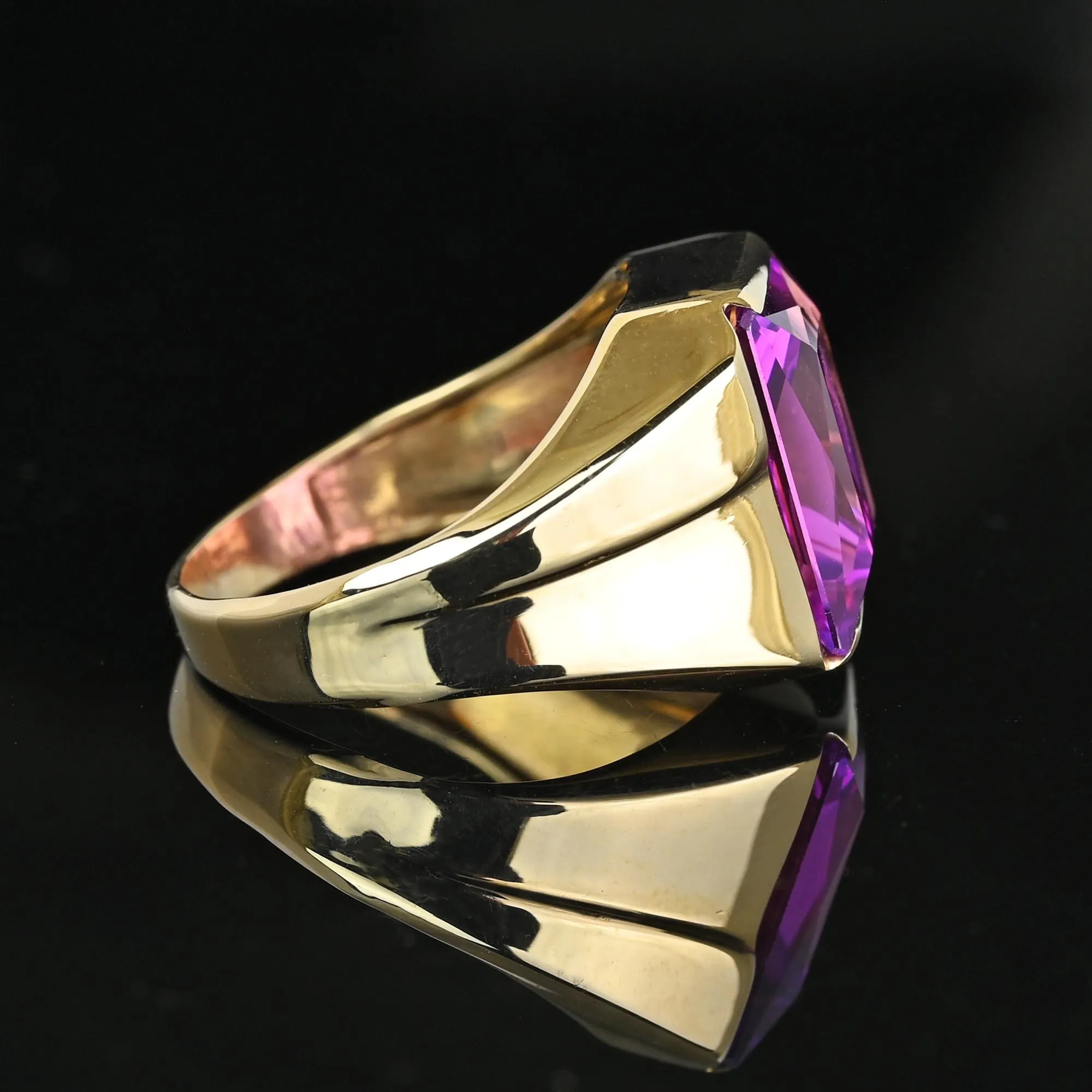 Vintage Gold 7.5 CTW Pink Sapphire Signet Ring