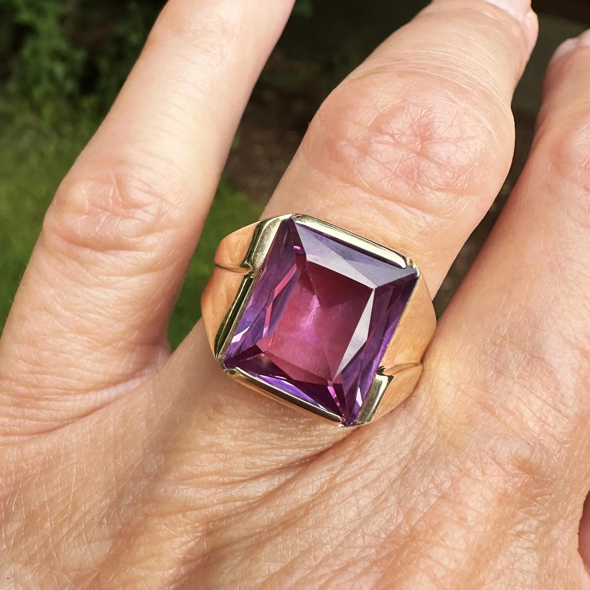Vintage Gold 7.5 CTW Pink Sapphire Signet Ring