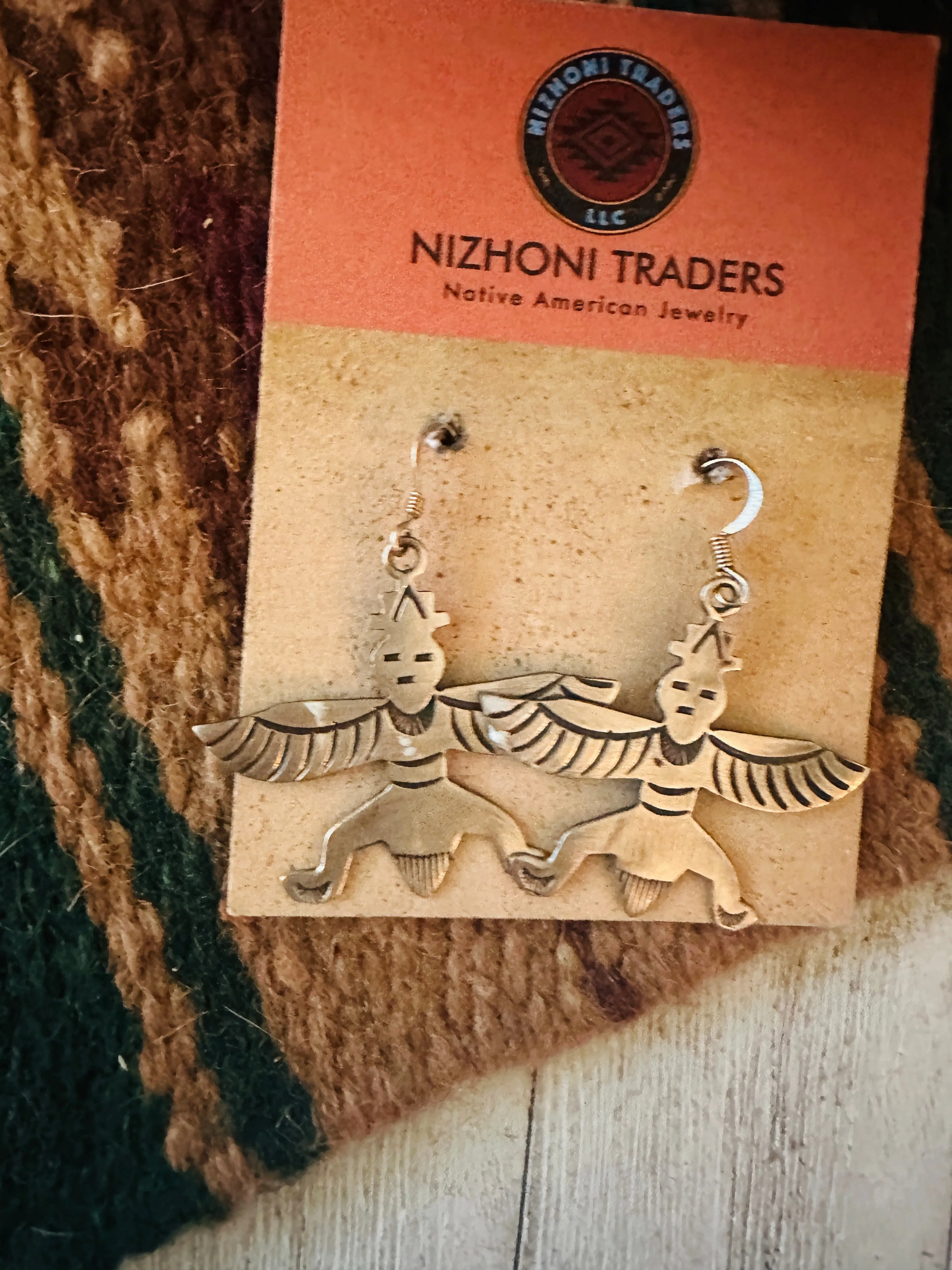 Vintage Old Pawn Navajo Sterling Silver Thunderbird Dangle Earrings