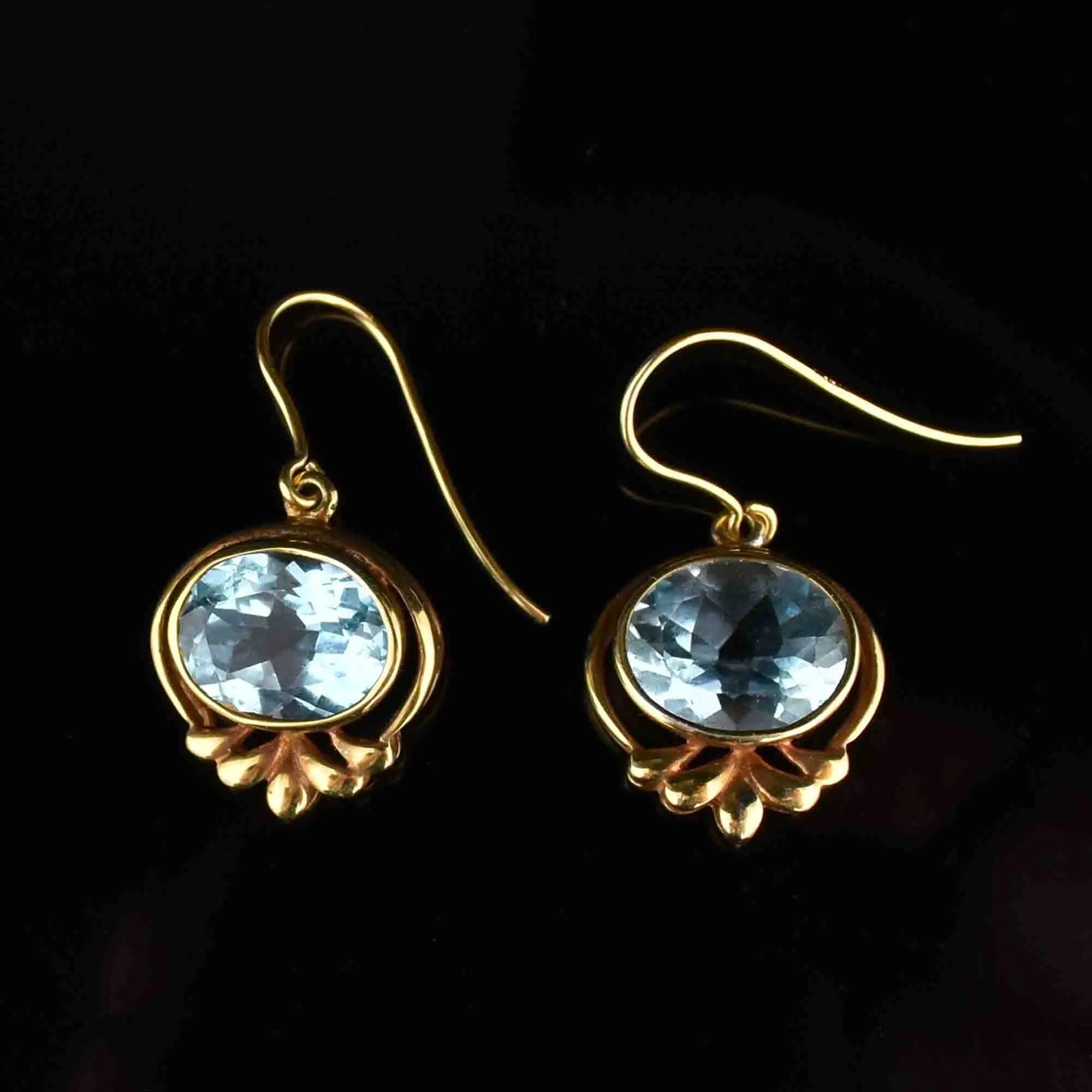 Vintage Victorian Style Gold Blue Topaz Earrings