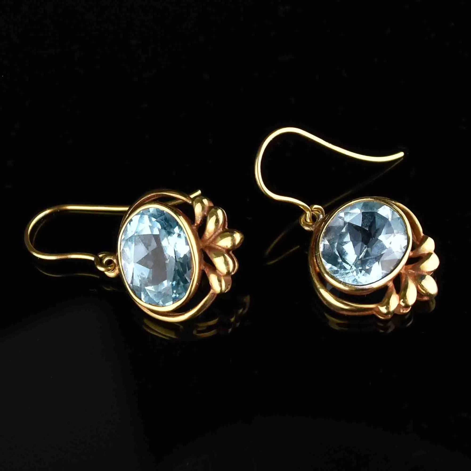 Vintage Victorian Style Gold Blue Topaz Earrings