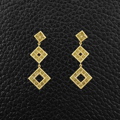 Yellow Diamond Squares Earrings